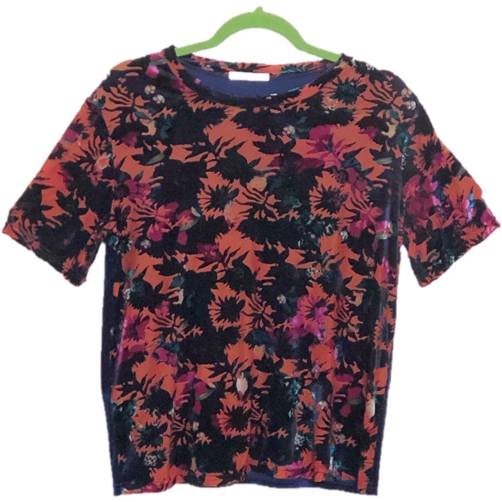 Zara floral velvet t-shirt, size M